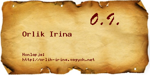 Orlik Irina névjegykártya